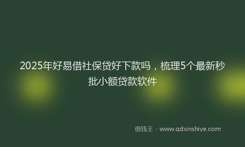 2025年好易借社保贷好下款吗，梳理5个最新秒批小额贷款软件