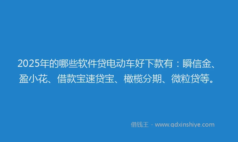 2025年的哪些软件贷电动车好下款有：瞬信金、盈小花、借款宝速贷宝、橄榄分期、微粒贷等。