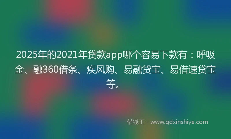 2025年的2021年贷款app哪个容易下款有：呼吸金、融360借条、疾风购、易融贷宝、易借速贷宝等。