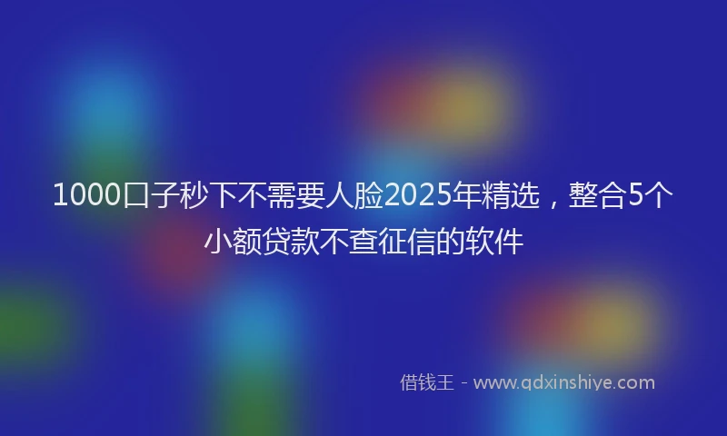 1000口子秒下不需要人脸2025年精选，整合5个小额贷款不查征信的软件
