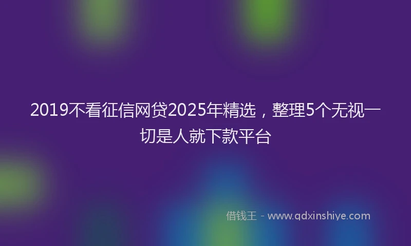 2019不看征信网贷2025年精选，整理5个无视一切是人就下款平台