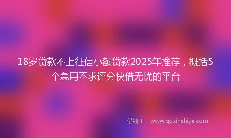 18岁贷款不上征信小额贷款2025年推荐，概括5个急用不求评分快借无忧的平台