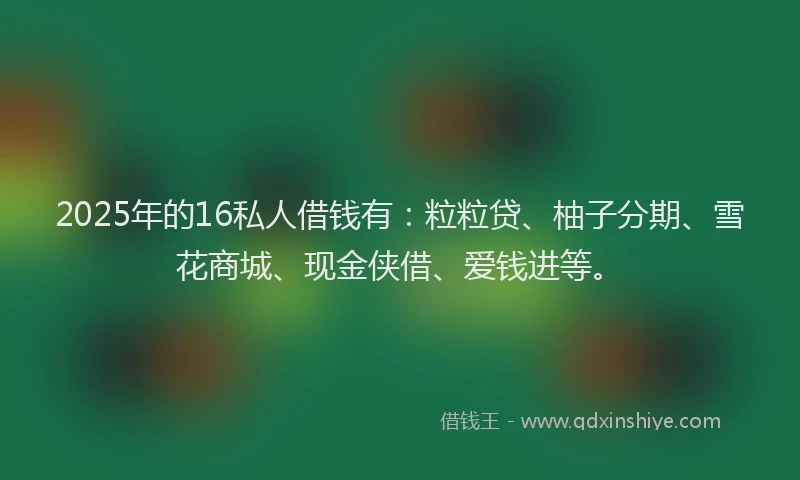 2025年的16私人借钱有：粒粒贷、柚子分期、雪花商城、现金侠借、爱钱进等。