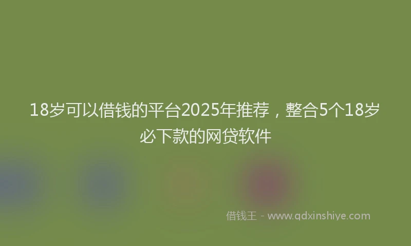 18岁可以借钱的平台2025年推荐，整合5个18岁必下款的网贷软件