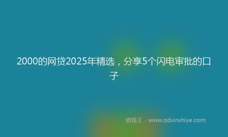 2000的网贷2025年精选，分享5个闪电审批的口子