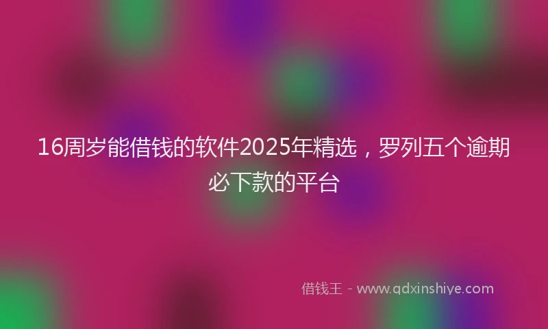 16周岁能借钱的软件2025年精选，罗列五个逾期必下款的平台