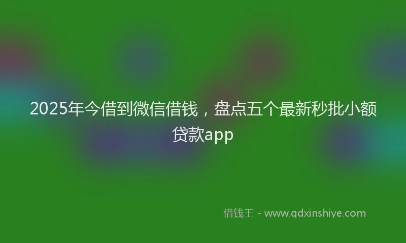 2025年今借到微信借钱，盘点五个最新秒批小额贷款app
