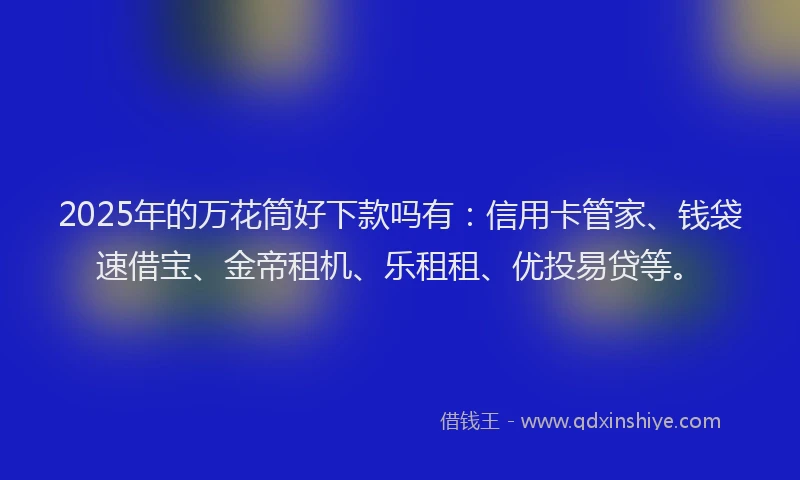 2025年的万花筒好下款吗有：信用卡管家、钱袋速借宝、金帝租机、乐租租、优投易贷等。