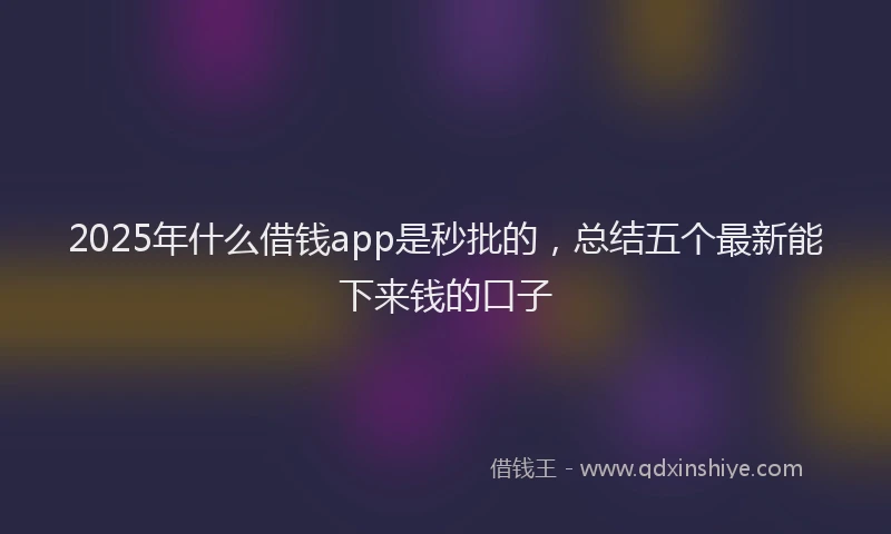 2025年什么借钱app是秒批的，总结五个最新能下来钱的口子