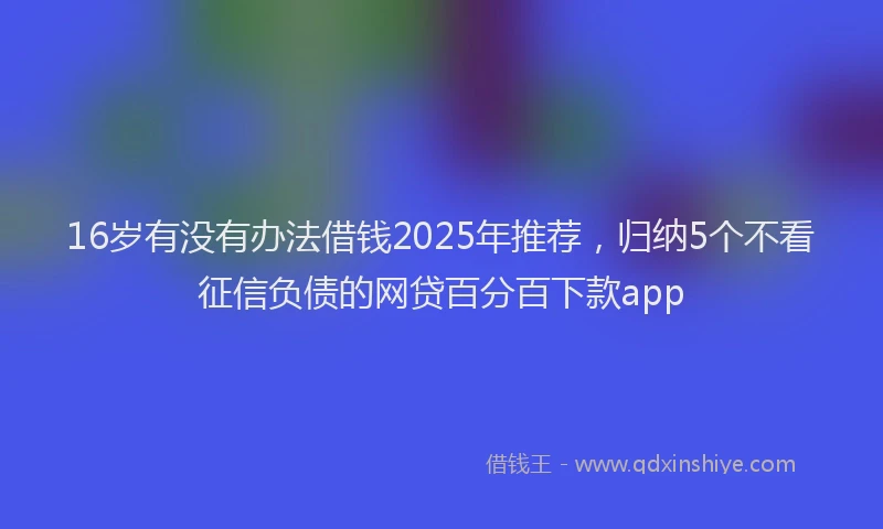 16岁有没有办法借钱2025年推荐，归纳5个不看征信负债的网贷百分百下款app