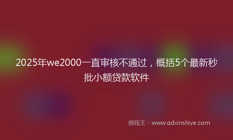 2025年we2000一直审核不通过，概括5个最新秒批小额贷款软件
