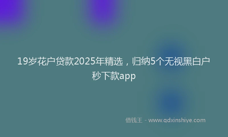 19岁花户贷款2025年精选，归纳5个无视黑白户秒下款app