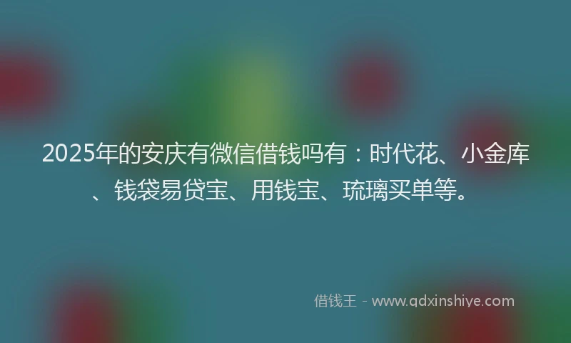 2025年的安庆有微信借钱吗有：时代花、小金库、钱袋易贷宝、用钱宝、琉璃买单等。