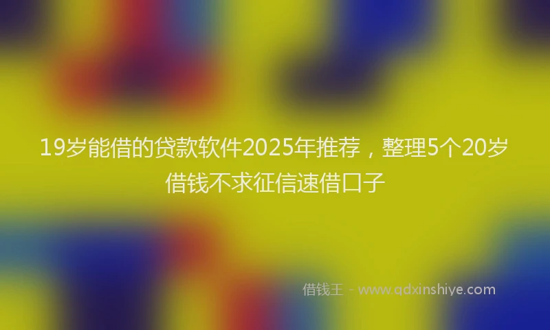 19岁能借的贷款软件2025年推荐，整理5个20岁借钱不求征信速借口子