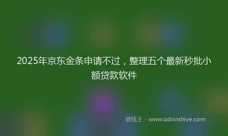 2025年京东金条申请不过，整理五个最新秒批小额贷款软件
