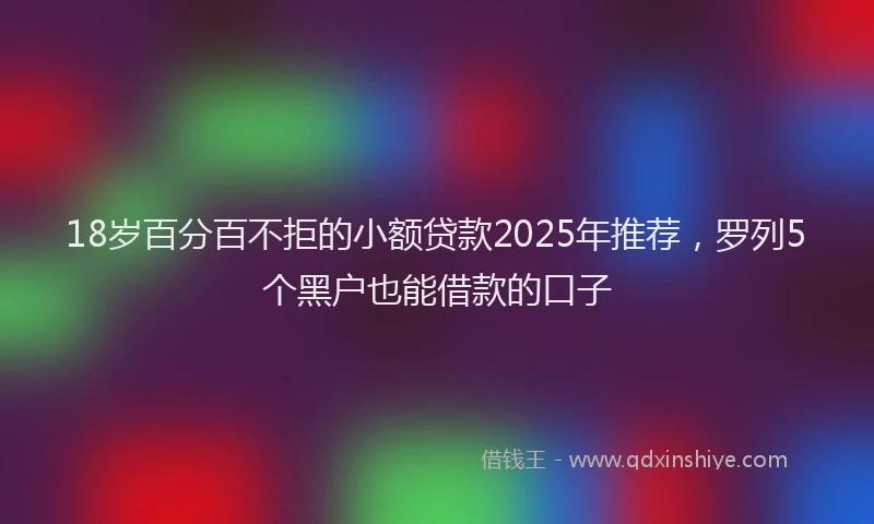 18岁百分百不拒的小额贷款2025年推荐，罗列5个黑户也能借款的口子