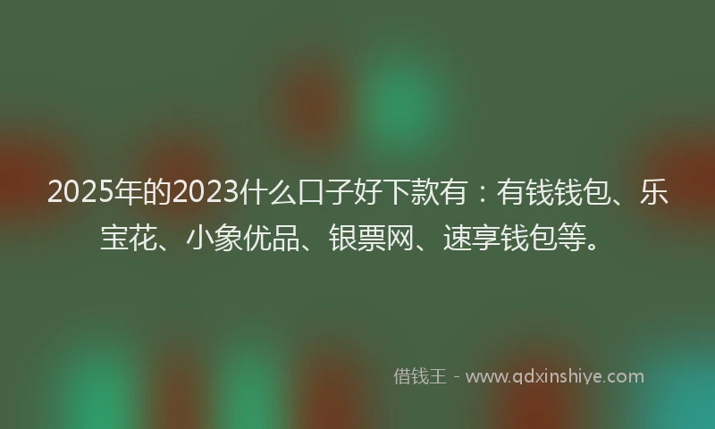 2025年的2023什么口子好下款有：有钱钱包、乐宝花、小象优品、银票网、速享钱包等。