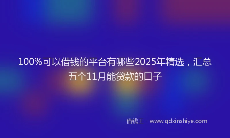 100%可以借钱的平台有哪些2025年精选，汇总五个11月能贷款的口子