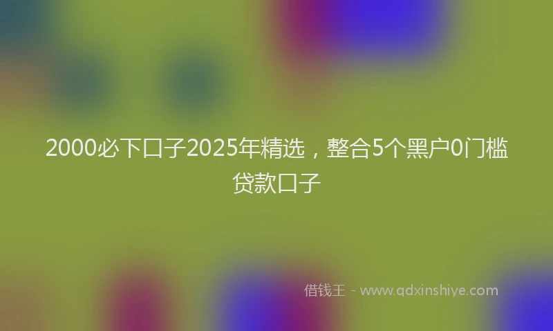 2000必下口子2025年精选，整合5个黑户0门槛贷款口子