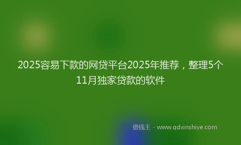 2025容易下款的网贷平台2025年推荐，整理5个11月独家贷款的软件