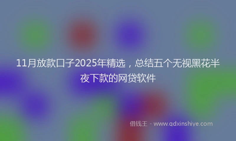 11月放款口子2025年精选，总结五个无视黑花半夜下款的网贷软件