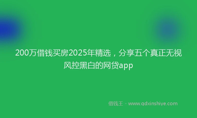 200万借钱买房2025年精选，分享五个真正无视风控黑白的网贷app