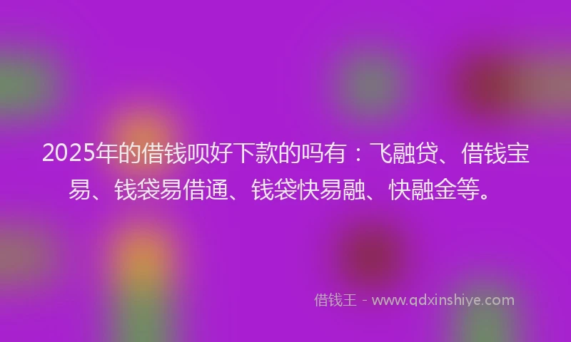 2025年的借钱呗好下款的吗有：飞融贷、借钱宝易、钱袋易借通、钱袋快易融、快融金等。