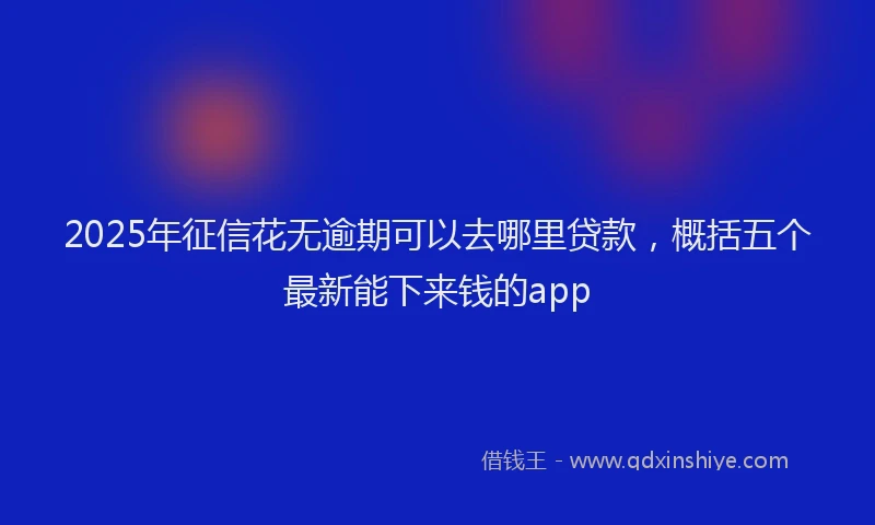 2025年征信花无逾期可以去哪里贷款，概括五个最新能下来钱的app