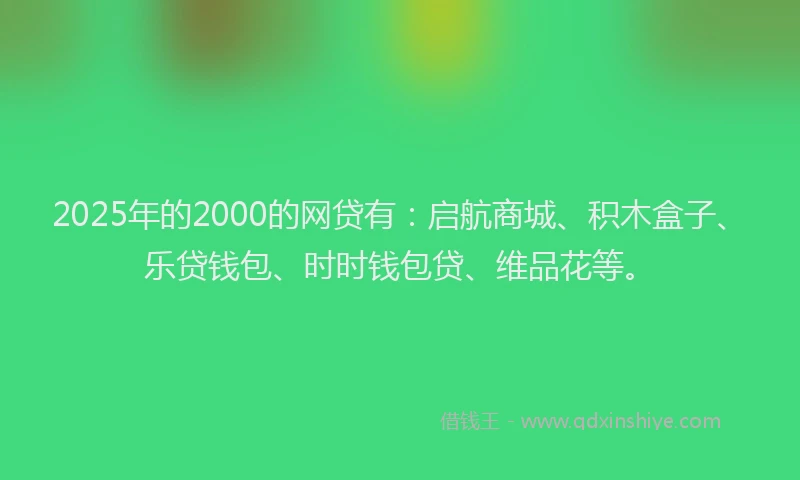 2025年的2000的网贷有：启航商城、积木盒子、乐贷钱包、时时钱包贷、维品花等。