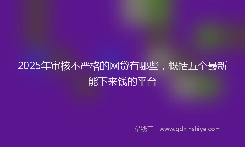 2025年审核不严格的网贷有哪些，概括五个最新能下来钱的平台