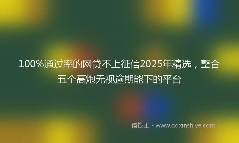 100%通过率的网贷不上征信2025年精选，整合五个高炮无视逾期能下的平台