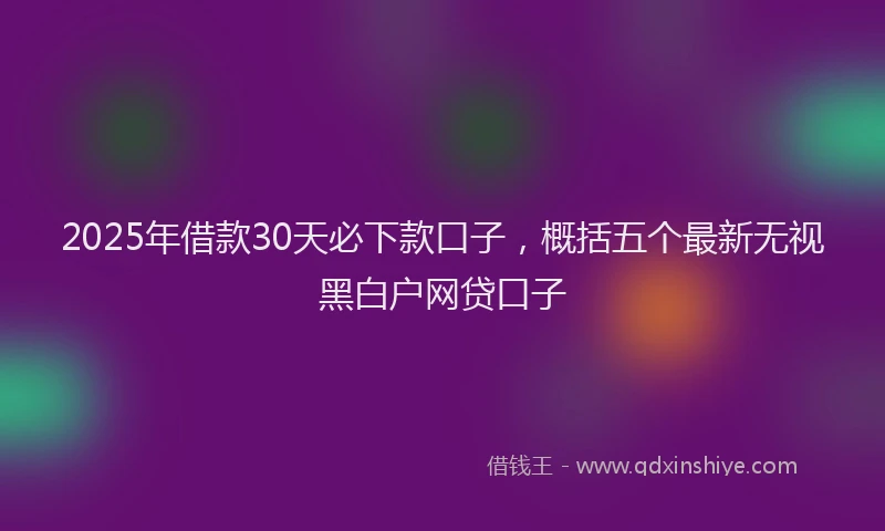 2025年借款30天必下款口子，概括五个最新无视黑白户网贷口子