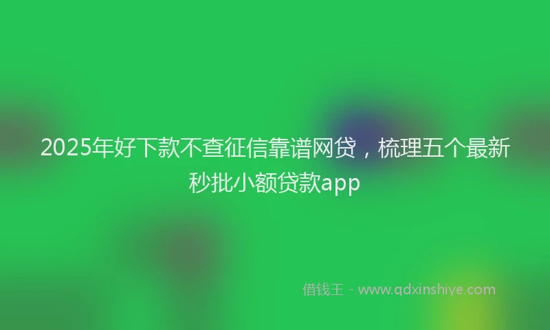 2025年好下款不查征信靠谱网贷，梳理五个最新秒批小额贷款app