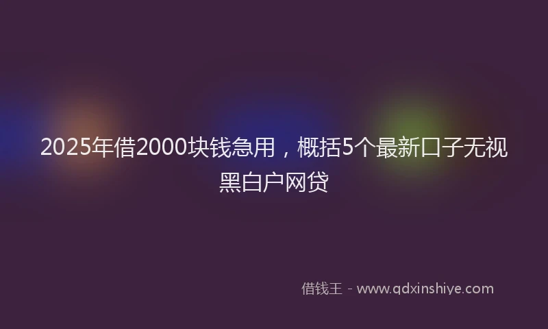 2025年借2000块钱急用，概括5个最新口子无视黑白户网贷