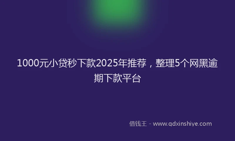 1000元小贷秒下款2025年推荐，整理5个网黑逾期下款平台