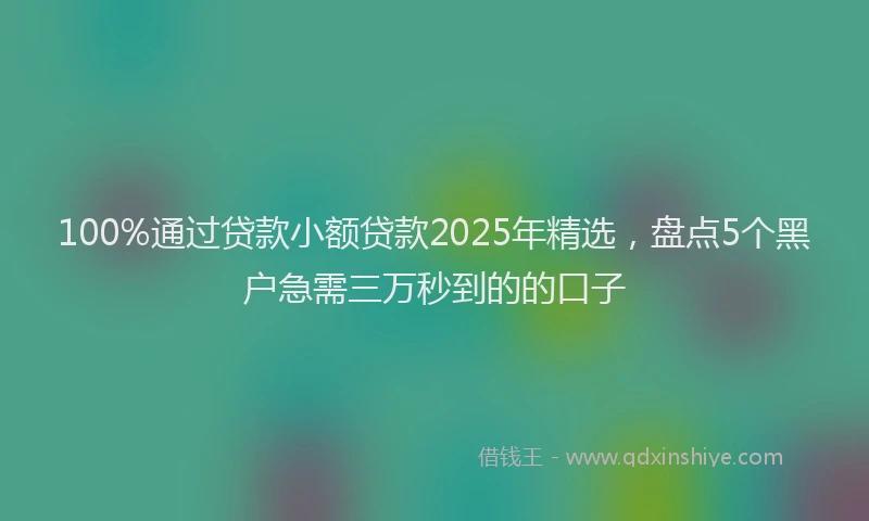100%通过贷款小额贷款2025年精选，盘点5个黑户急需三万秒到的的口子