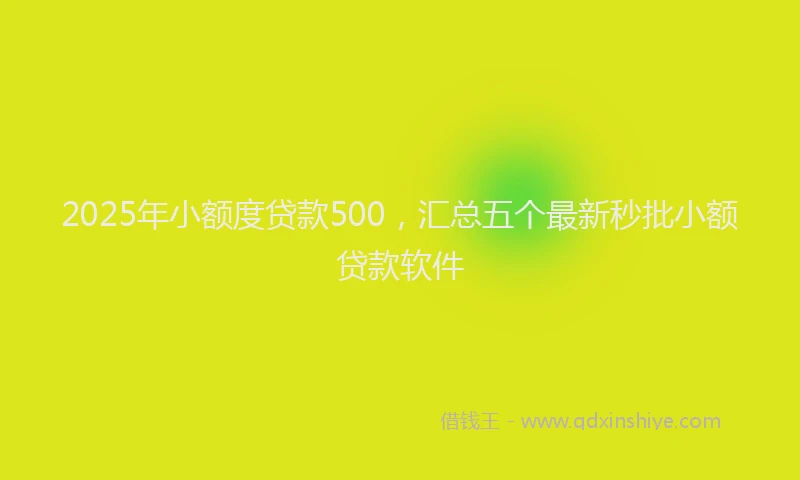 2025年小额度贷款500，汇总五个最新秒批小额贷款软件