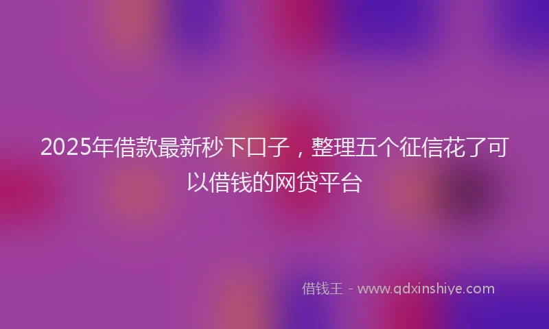 2025年借款最新秒下口子，整理五个征信花了可以借钱的网贷平台