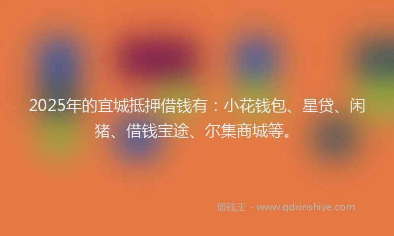 2025年的宜城抵押借钱有：小花钱包、星贷、闲猪、借钱宝途、尔集商城等。