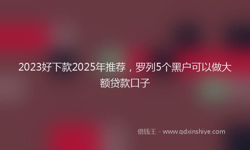 2023好下款2025年推荐，罗列5个黑户可以做大额贷款口子