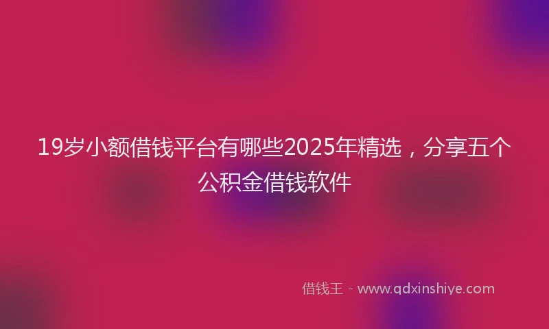 19岁小额借钱平台有哪些2025年精选，分享五个公积金借钱软件