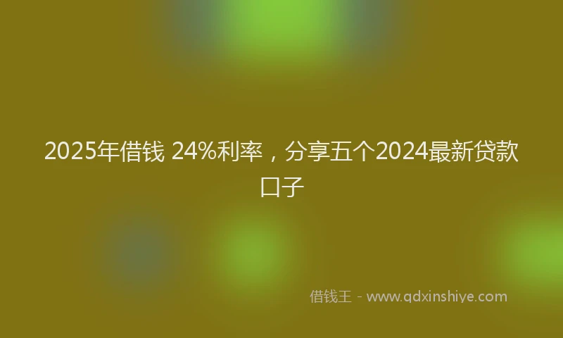 2025年借钱 24%利率，分享五个2024最新贷款口子