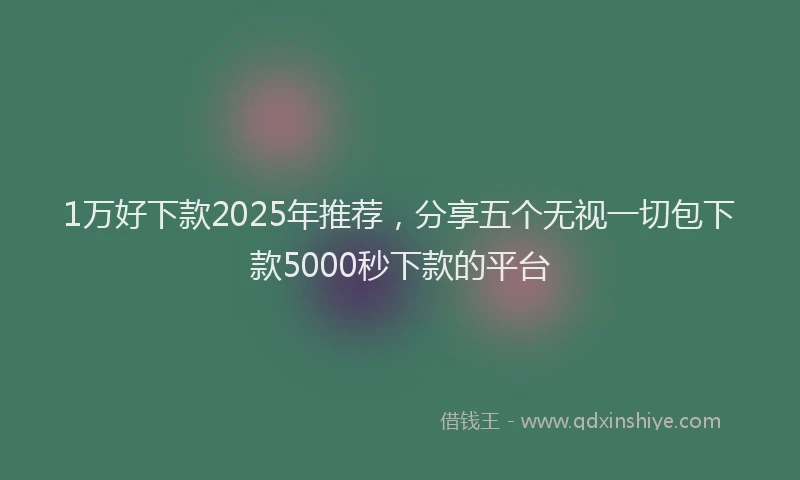 1万好下款2025年推荐，分享五个无视一切包下款5000秒下款的平台