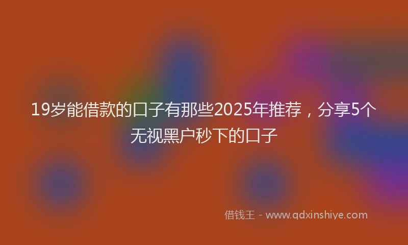 19岁能借款的口子有那些2025年推荐，分享5个无视黑户秒下的口子