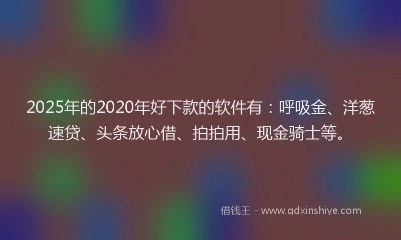 2025年的2020年好下款的软件有：呼吸金、洋葱速贷、头条放心借、拍拍用、现金骑士等。