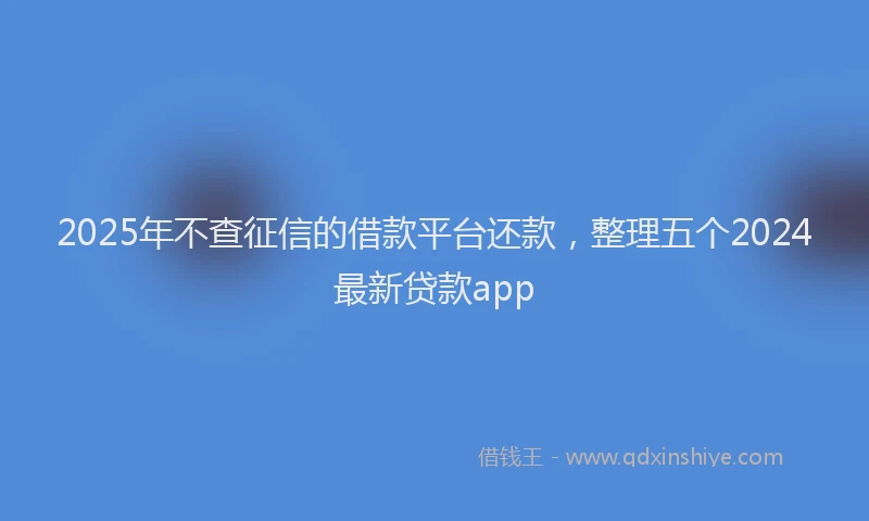 2025年不查征信的借款平台还款，整理五个2024最新贷款app