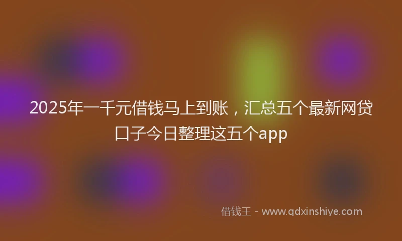 2025年一千元借钱马上到账，汇总五个最新网贷口子今日整理这五个app