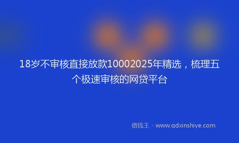18岁不审核直接放款10002025年精选，梳理五个极速审核的网贷平台