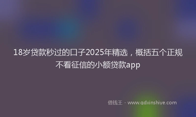 18岁贷款秒过的口子2025年精选，概括五个正规不看征信的小额贷款app