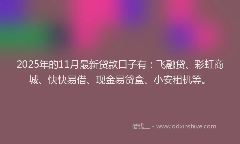 2025年的11月最新贷款口子有：飞融贷、彩虹商城、快快易借、现金易贷盒、小安租机等。